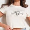 God's Favourite Baby Tee -Threadheads Clothing Natural Baby Tees Front close up 8d3df12f 6e67 423a 8b27 3486c47dc891