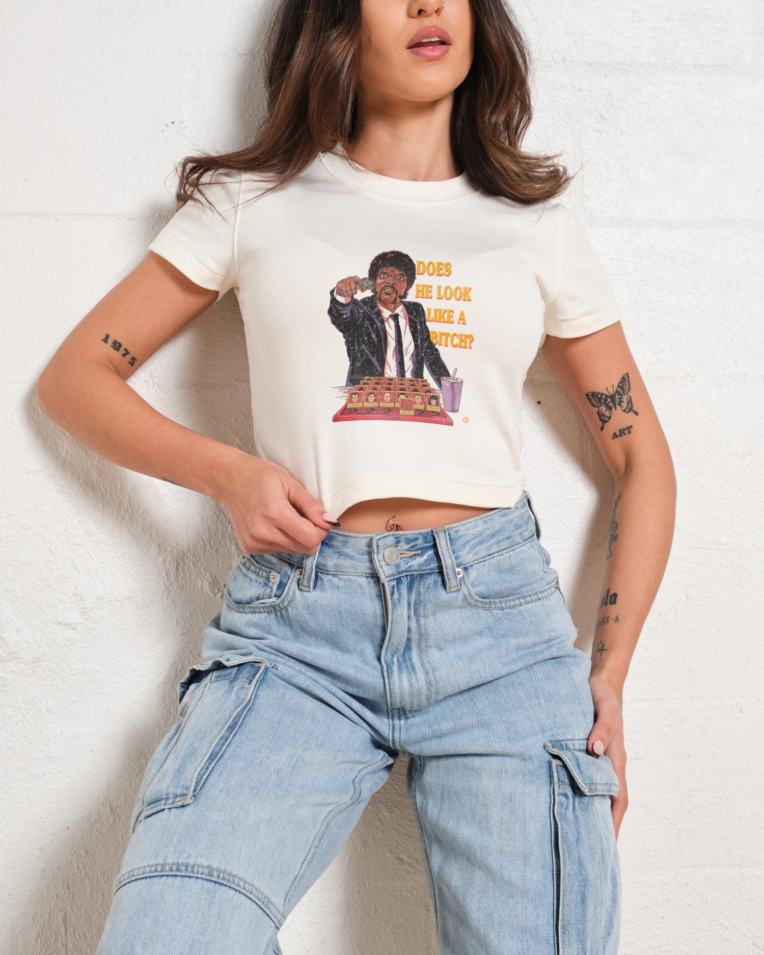 Does He Look Like A Bitch Baby Tee 3 Does He Look Like A Bitch Baby Tee