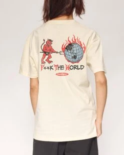 F**k The World T-Shirt -Threadheads Clothing Natural Close Up Back d7c06bb3 1c97 4114 8422 8674fb1b4813