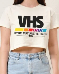 VHS - The Future Is Now Crop Tee -Threadheads Clothing Natural CropTeeFront 23120043 6c53 454a 90ef 19c46cc65156