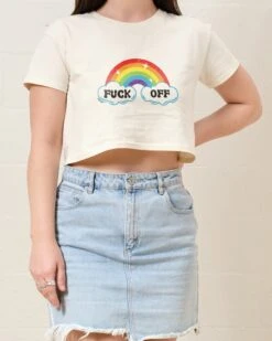 Fk Off Rainbow Crop Tee -Threadheads Clothing Natural Crop Tee Front 27d62e44 b23a 4325 acd5 309875a05942
