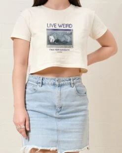 Live Weird, Fake Your Own Death Crop Tee -Threadheads Clothing Natural Crop Tee Front 384a539a 1f29 47de ad7e c30d68e1e93c