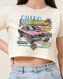 Going Nowhere Fast Crop Tee -Threadheads Clothing Natural Crop Tee Front 8d240bc3 5afd 40e2 a99d ec82a0d171be