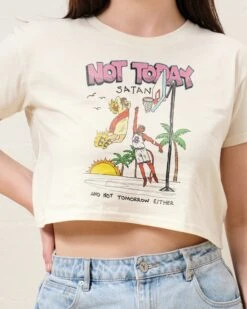 Not Today Satan Crop Tee -Threadheads Clothing Natural Crop Tee Front cc49df80 f65c 410b 9339 8c0f0a91fd87