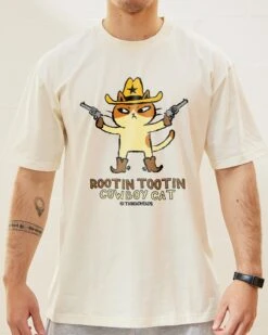 Rootin Tootin Cowboy Cat T-Shirt -Threadheads Clothing Natural Front c3884413 9788 473a 908d 8a955a0d1b0a