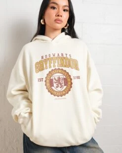 Harry Potter Gryffindor College Hoodie -Threadheads Clothing Natural Hoodie Women Front c764a4e0 0e25 4e4b 8429 727fcfccaf6b