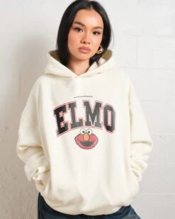 Sesame Street Elmo College Hoodie -Threadheads Clothing Natural Hoodie Women Front cba4805f 81cc 429b ba48 0f6566dd857d