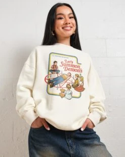 Let's Summon Demons Sweatshirt -Threadheads Clothing Natural Jumper Women Front 1a1a2c8a fc7a 417c a2f3 c8be8f212578