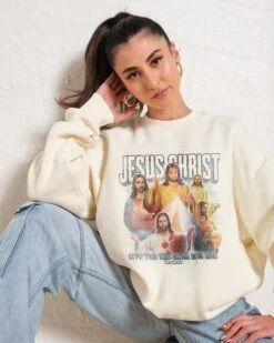 Vintage Jesus Christ Sweatshirt -Threadheads Clothing Natural Jumper Women Front 6dcb590e 27ec 40e6 a6a5 ce60883741d6