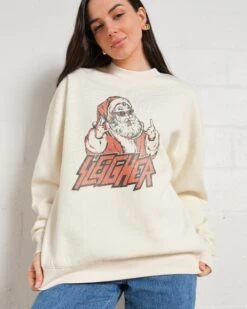 Santa Sleigher Sweatshirt -Threadheads Clothing Natural Jumper Women Front aaf2c202 bb43 4886 84f1 9acde01e8cbe