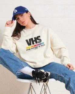VHS - The Future Is Now Sweatshirt -Threadheads Clothing Natural Jumper Women Front ac825500 a273 4ce4 b9fc 93f242987060