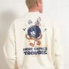 Here Comes Trouble Sweatshirt -Threadheads Clothing Natural Men Jumper Back