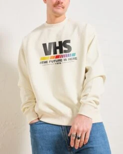 VHS - The Future Is Now Sweatshirt -Threadheads Clothing Natural Men Jumper Front 4b9f8615 2d6f 4682 a82c e4b82c789a40