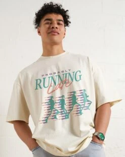 Probably Running Late Oversized Tee -Threadheads Clothing NaturalOversized Front 70039b37 9270 4486 839f efbbe604a93e