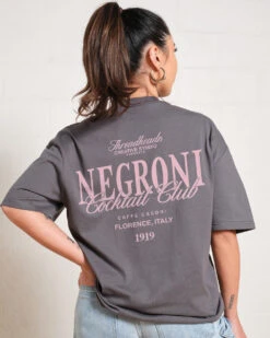 Negroni Cocktail Club Oversized Tee -Threadheads Clothing NegroniOversizedTee CharcoalBack