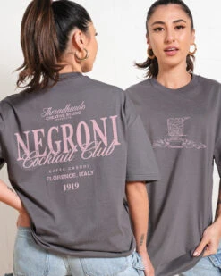 Negroni Cocktail Club Oversized Tee -Threadheads Clothing NegroniOversizedTee Charcoal d8e59e03 d3a0 427e 9619 dcbec1294a42