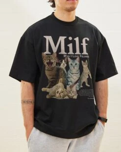 Man I Love Felines Oversized Tee 11 Man I Love Felines Oversized Tee -Threadheads Clothing OversizeBlack Front 2