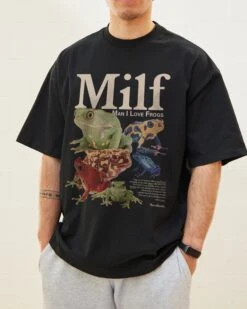 Man I Love Frogs Oversized Tee -Threadheads Clothing OversizeBlack Front 3
