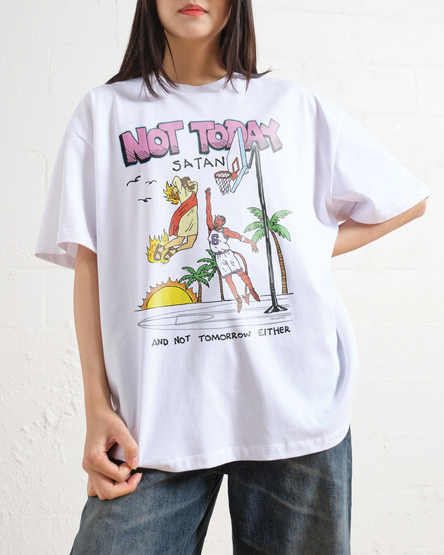 Not Today Satan Oversized Tee 6 Not Today Satan Oversized Tee - Image 4