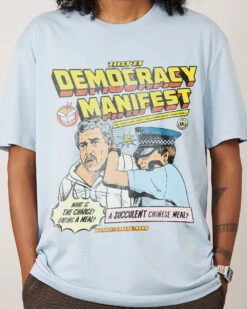 This Is Democracy Manifest T-Shirt -Threadheads Clothing PaleBlue Front