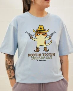 Rootin Tootin Cowboy Cat T-Shirt -Threadheads Clothing Pale Blue Front fc1c4000 e7aa 4b87 b9d8 7f78d273ba7f