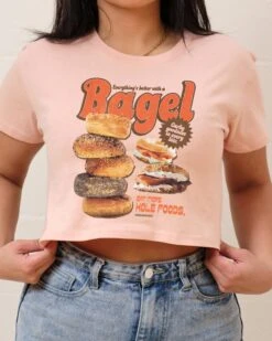 Everything's Better With A Bagel Crop Tee -Threadheads Clothing Pink Crop Tee Front 0e7b0fb7 a22b 4ce5 aaad f73819d3dcf9