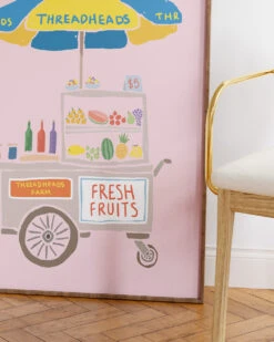 Fresh Fruits Art Print -Threadheads Clothing Pink Wall Art Mock Up 3
