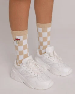 Smurfs Check Socks -Threadheads Clothing Smurfs Ecom onModel 00083