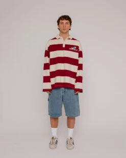 Sleeping Smurf Rugby Polo -Threadheads Clothing Smurfs Ecom onModel 00171