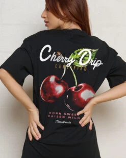 Cherry Drip T-Shirt -Threadheads Clothing Tee Black Back