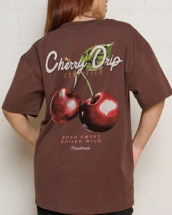 Cherry Drip T-Shirt -Threadheads Clothing Tee Brown Back