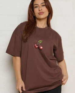 Cherry Drip T-Shirt -Threadheads Clothing Tee Brown Front