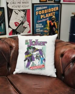 DC The Joker's Back In Town Cushion -Threadheads Clothing The Jokers Back In Town White Cushion Lifestyle 24fcbba1 f309 428a bdcc c602afe92406