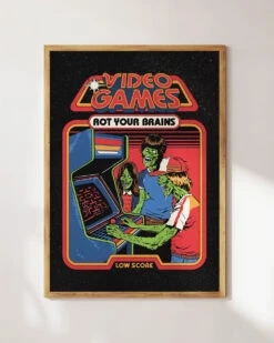 Video Games Rot Your Brains Art Print -Threadheads Clothing Video Games Rot Your Brain SINGLE 3