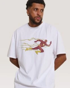 DC The Flash T-Shirt -Threadheads Clothing White Close Up Front 1