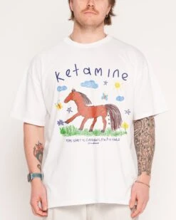 Ketamine T-Shirt -Threadheads Clothing White Close Up Front b7289a83 277e 4e68 b404 126130d47066