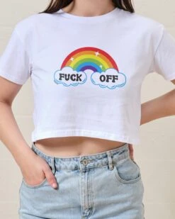 Fk Off Rainbow Crop Tee -Threadheads Clothing White Crop Tee Front 69f36a0a 81e4 4538 b46b bac5cc2224da