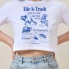 Life Is Trash Crop Tee -Threadheads Clothing White Crop Tee Front 8c513ade 6098 4ebc 9e30 633bbe386a93