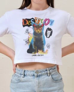 Destroy Cat Crop Tee