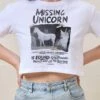Missing Unicorn Crop Tee 2 Missing Unicorn Crop Tee -Threadheads Clothing White Crop Tee Front df9ca580 7de3 47e8 8b9c 68ee2d9c7247