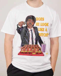 Does He Look Like A Bitch T-Shirt -Threadheads Clothing White Front c347995f 81da 42f8 8824 6428bee0f83a