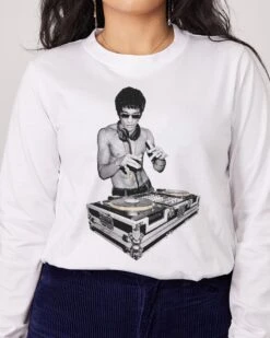 DJ Bruce Lee Long Sleeve -Threadheads Clothing White LongSleeveFront aa7963ac 7a3b 4237 abb3 0ab55f5a493d