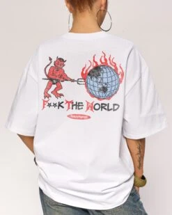 F**k The World Oversized Tee -Threadheads Clothing WhiteOversized Close Up Back 4a045373 fb28 4f7c 9159 56bae87cd81b