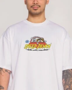 Looney Tunes Speed Demon Oversized Tee -Threadheads Clothing WhiteOversized Close Up Front 1 bba5821d d497 4503 8f98 9d0d20f7e9d6
