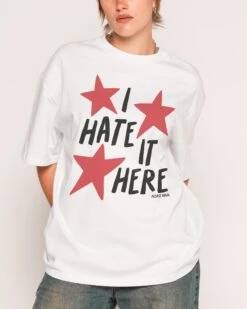 I Hate It Here Oversized Tee -Threadheads Clothing WhiteOversized Close Up Front ee079d2f b116 4eed a27a 6e4b310391f1