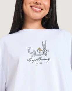 Looney Tunes Bugs Bunny Book Crash Oversized Tee -Threadheads Clothing WhiteOversized Front 1 8e187c36 a698 4e5a 85b7 87c9909abd1f