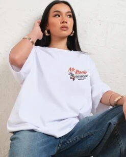 Mr. Roaster Fried Chicken Oversized Tee -Threadheads Clothing WhiteWomenOversized Front 5608340e 142f 4c84 b47a c0f48739817d