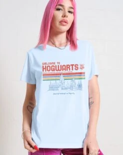 Harry Potter Welcome To Hogwarts Women's Tee -Threadheads Clothing WomensTeesPaleBlue Front e46bb68b 49f6 4790 93a6 6ff7e6f5f656