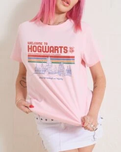 Harry Potter Welcome To Hogwarts Women's Tee -Threadheads Clothing WomensTeesPink Front 253f7e33 706f 44cb 8ad1 192772de0730