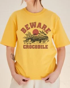 Beware Of The Crocodile T-Shirt -Threadheads Clothing Yellow Front 78c92493 b472 4394 8660 a79cdc834d20